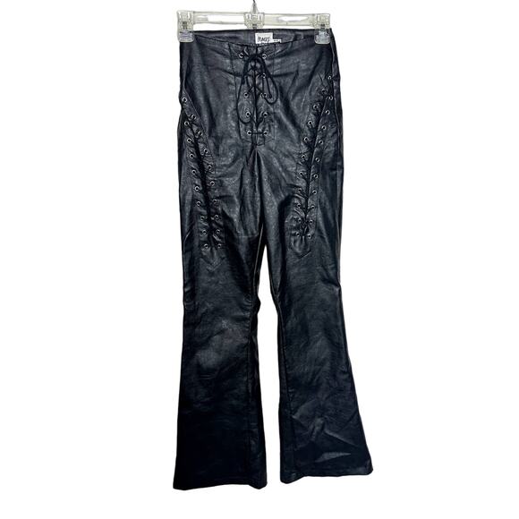 Princess Polly 0 Leather Bell Bottom Pants - Picture 1 of 3